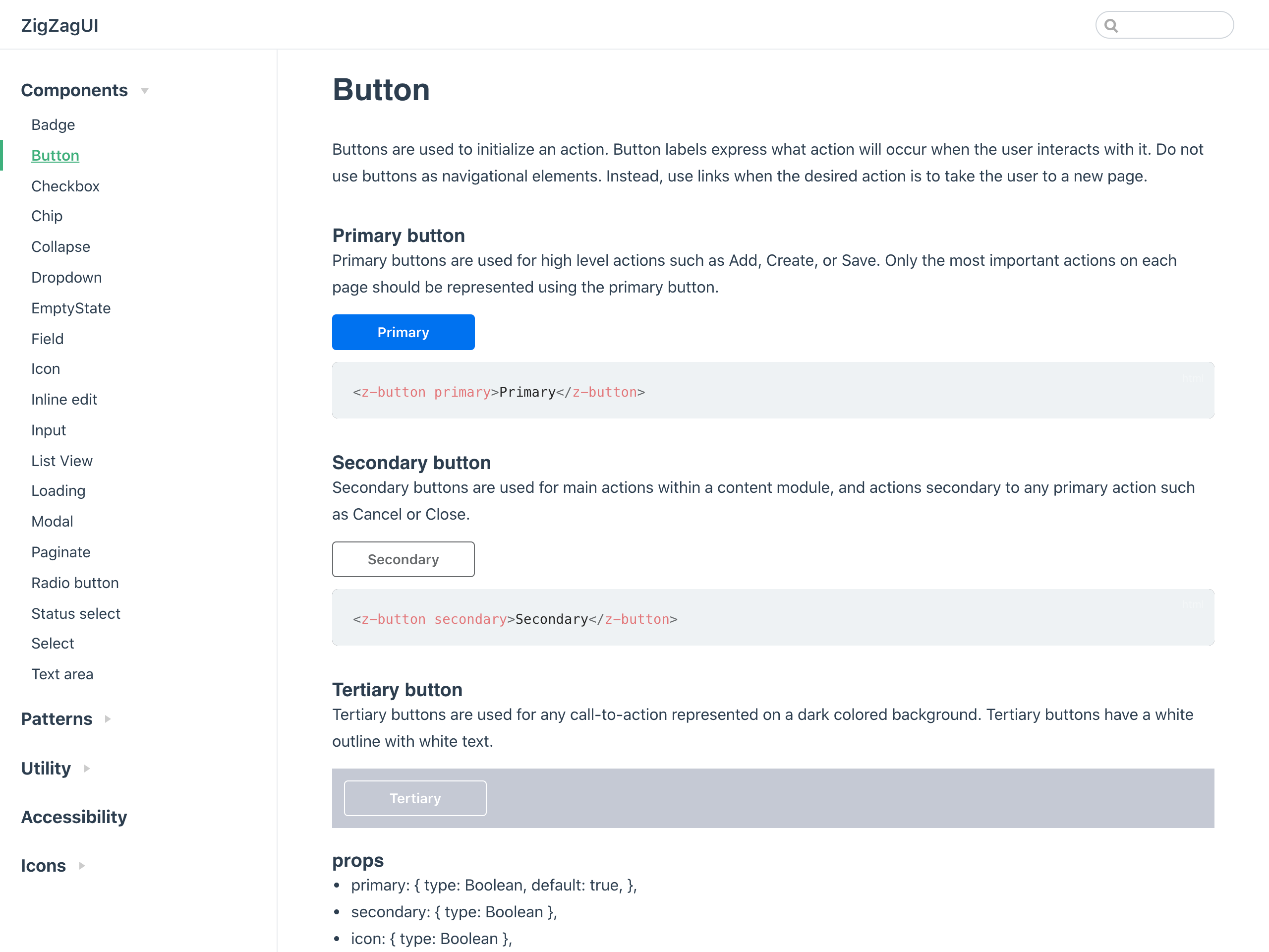 ZigZag component library